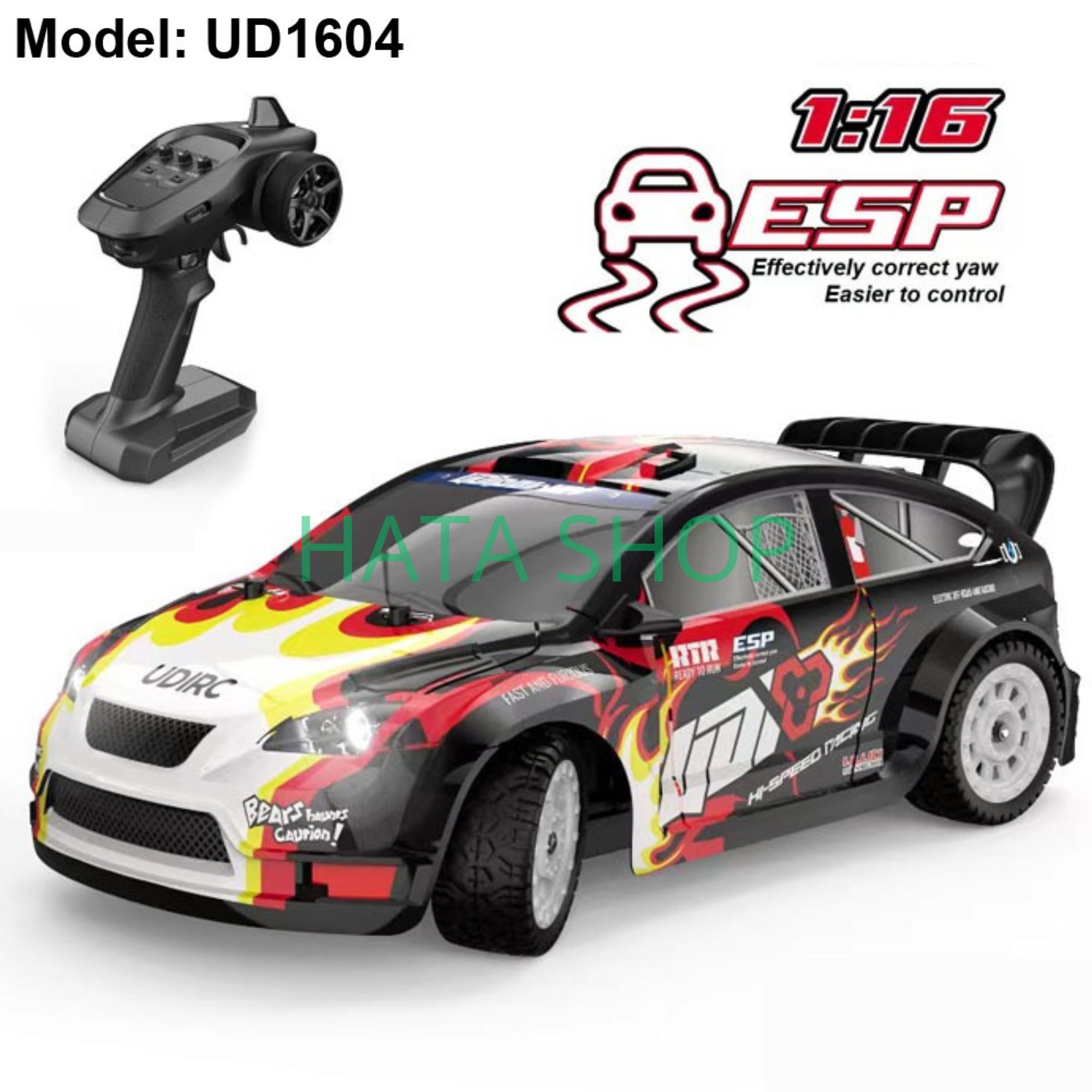 Xe Đua Drift UD1604 Tốc Độ Cao 40km/h Điều Khiển Từ Xa UDIPOWER Tỉ Lệ 1:16 4WD 2.4G, mô hình xe điều khiển từ ca tốc độ cao động cơ chổi than