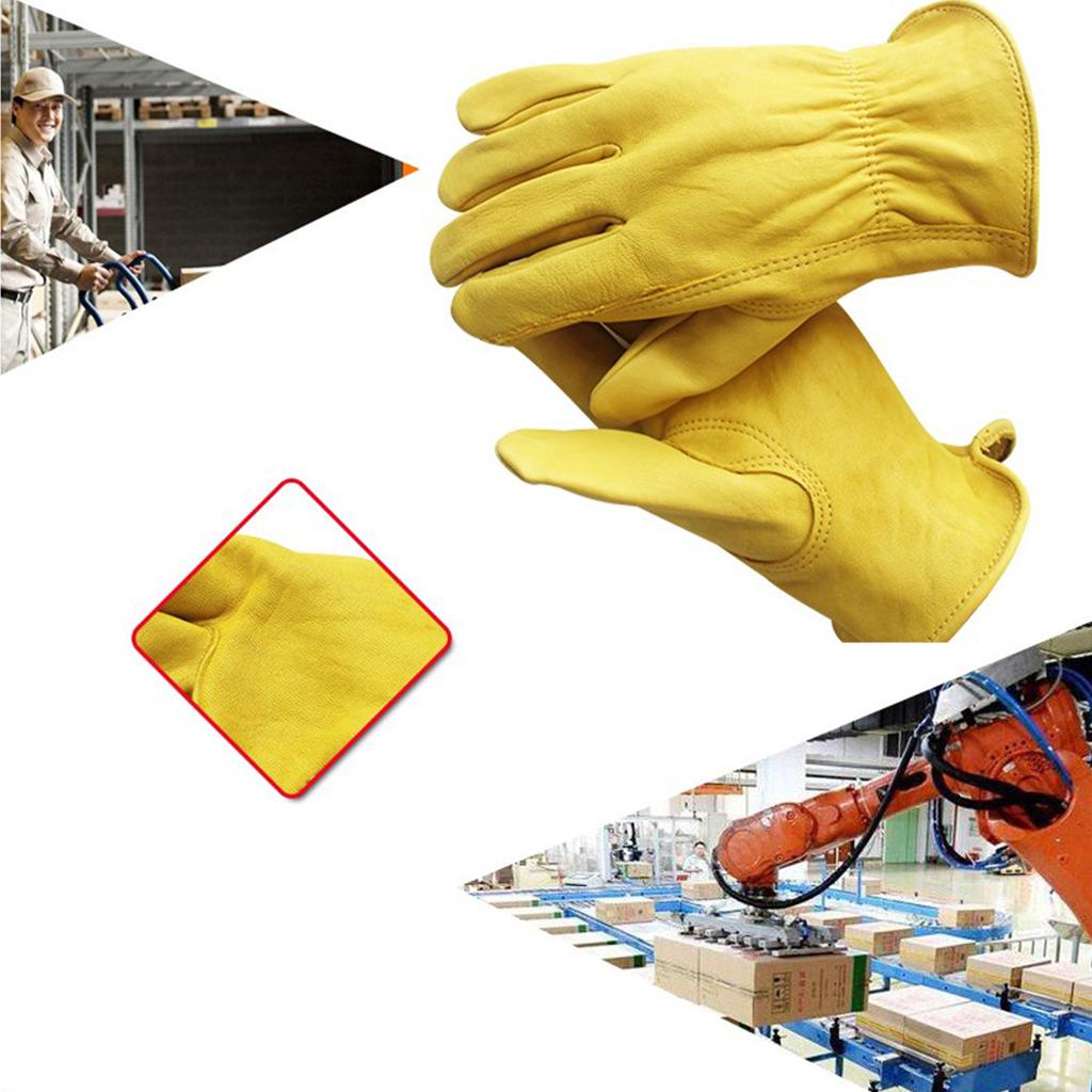 2 Pairs Durable Industrial Safety Gloves Construction Leather Work Gloves L