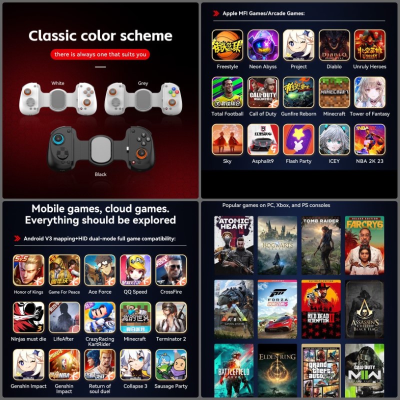Gamepad Tay Game không dây D8 Bluetooth hoặc gắn trực tiếp điện thoại , siêu nhạy , không trễ cho điện thoại máy tính hàng nhập khẩu