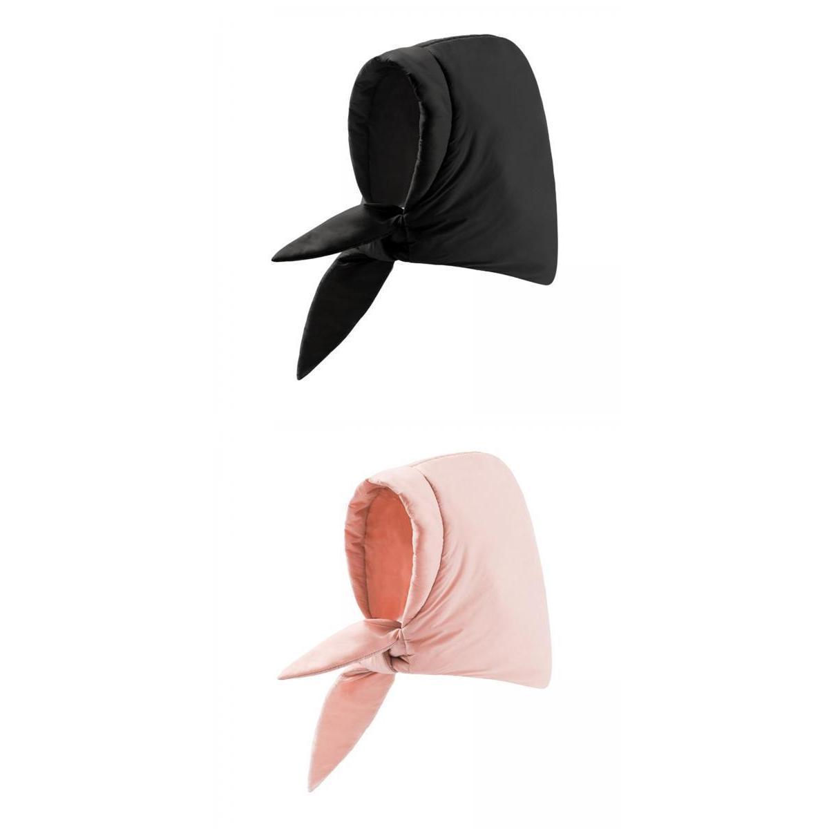 2Pcs Winter Quilted Headscarf Hooded Scarf Warm Windproof Waterproof Down Hat Comfortable Neck Warmer Adjustable Female Ear Protection