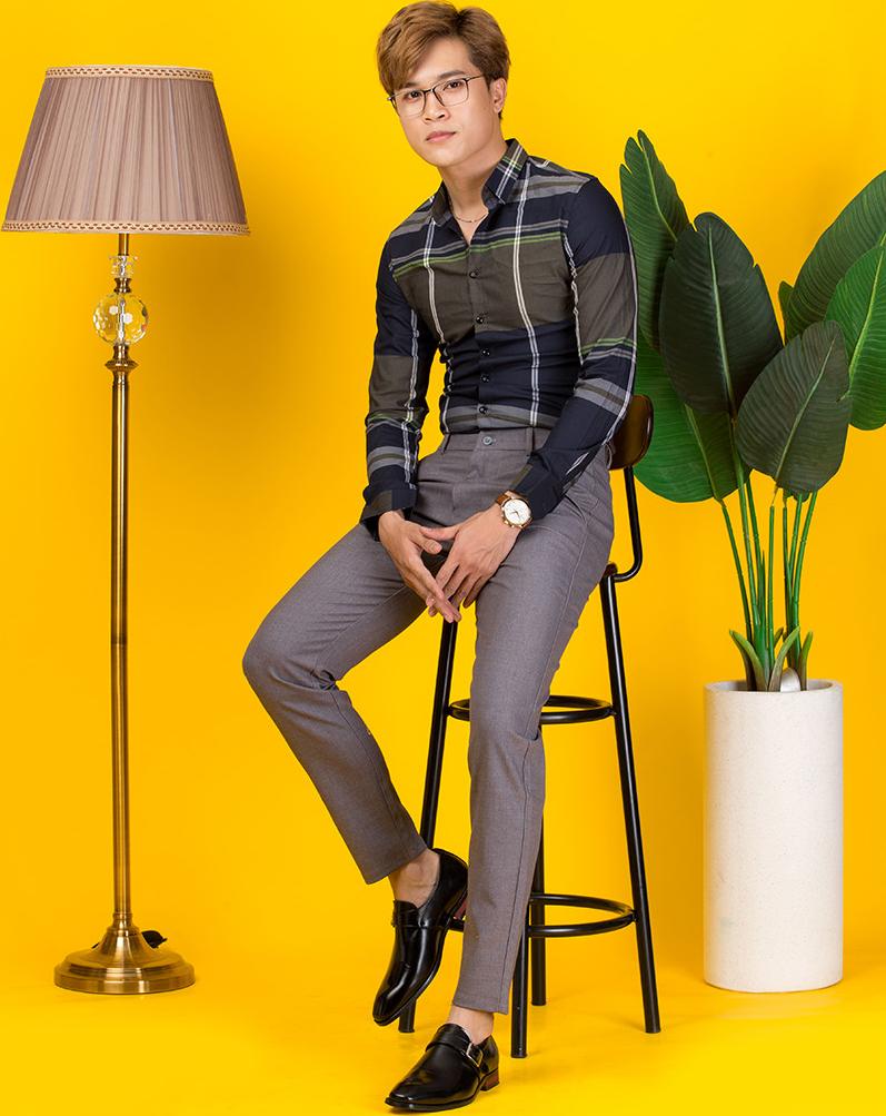 Áo sơ mi Caro Titishop SM1192 Xanh rêu ( Luxury )