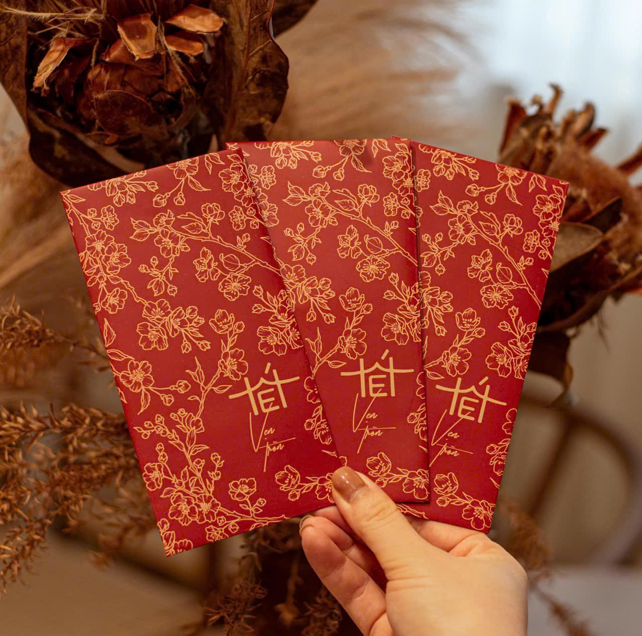 SET 60 Bao Lì Xì Tết 2026 Cao Cấp – Họa Tiết Hoa Vàng Sang Trọng – Bộ Lì Xì Tết Đỏ May Mắn - HÀNG CHÍNH HÃNG MINIIN