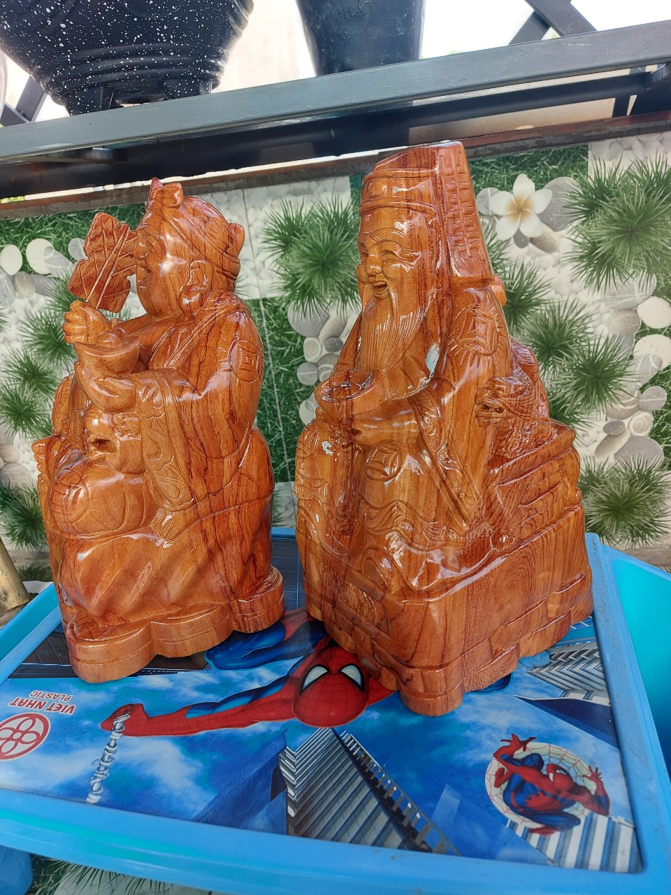 Tượng thần tài thổ địa Gỗ Hương nguyên khối siêu nặng cao 25cm