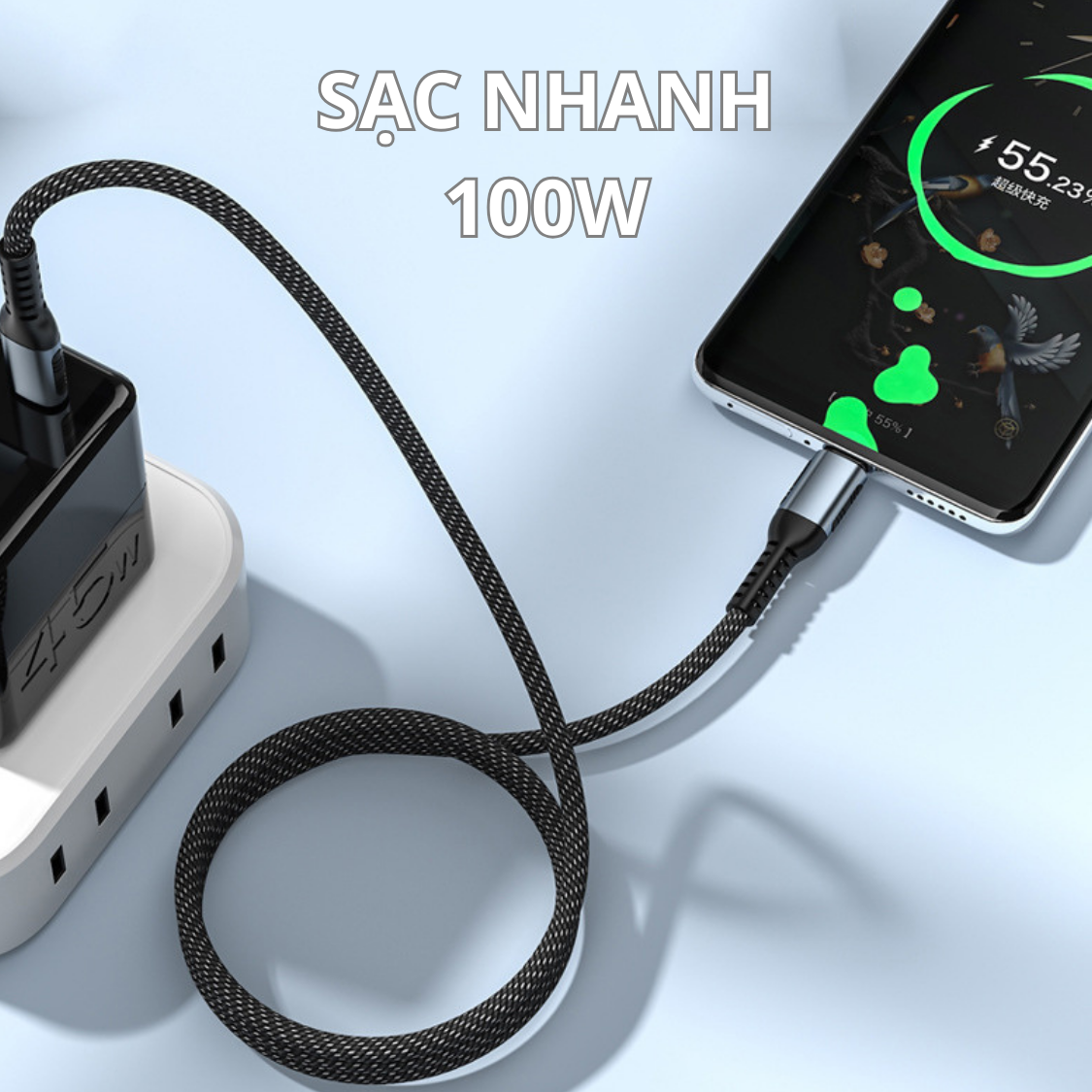 Dây Cáp Sạc Nhanh USB Type C to Type C 100W Dài 2M Dây Dù Siêu Bền Tốc Độ cao Chuyên Sạc Laptop, Smartphone, Tablet - Hàng Chính Hãng Tamayoko