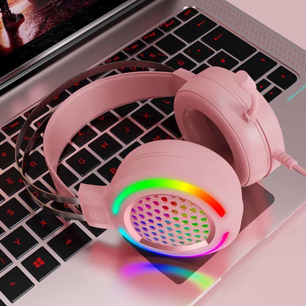 Hollow RGB Gaming Headset Wired Computer Headset Heavy Bass 7.1 Usb Headset With Microphone