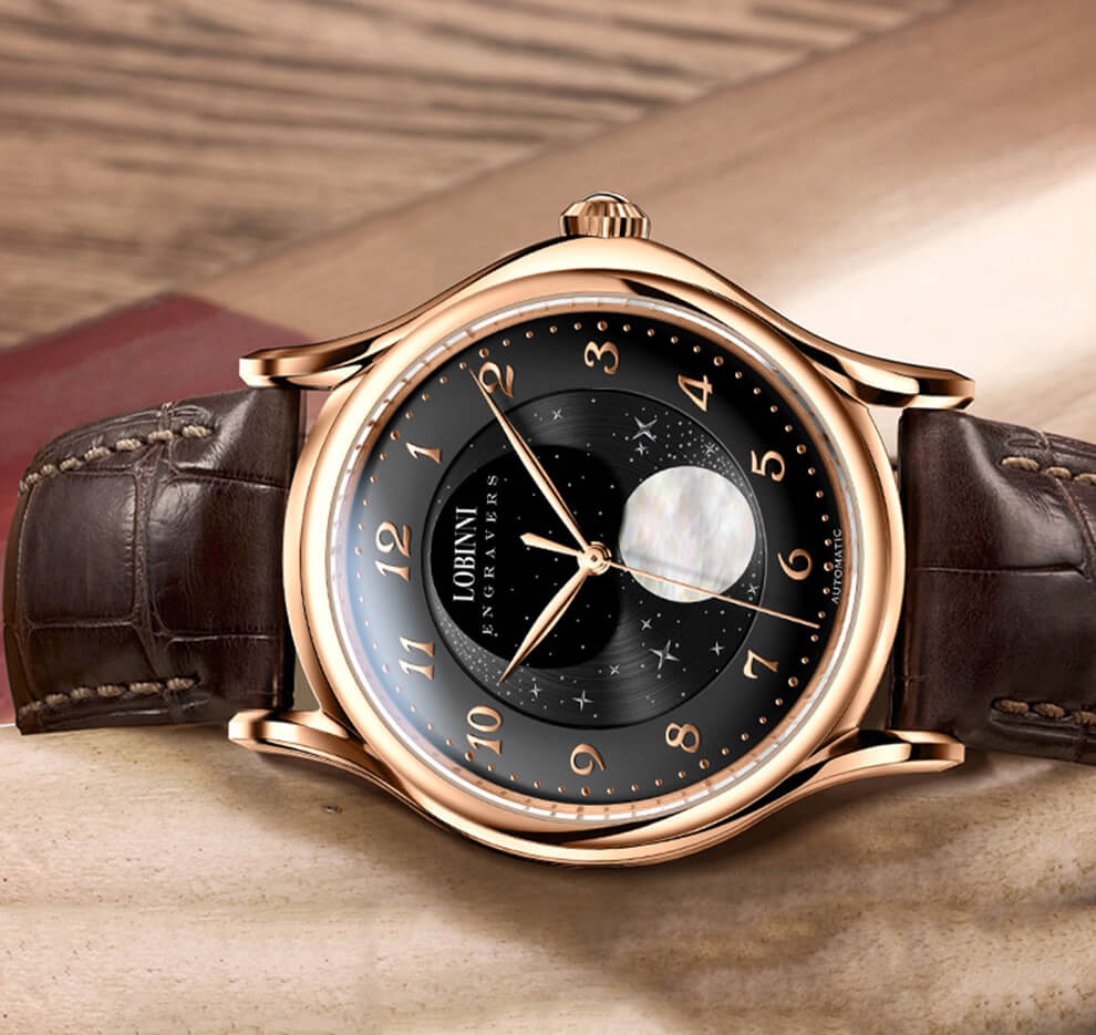 Đồng hồ nam chính hãng LOBINNI L1810-2 Fullbox, Kính sapphire ,chống xước,chống nước,dây da xịn, Mới 100%,Bảo hành 24 tháng