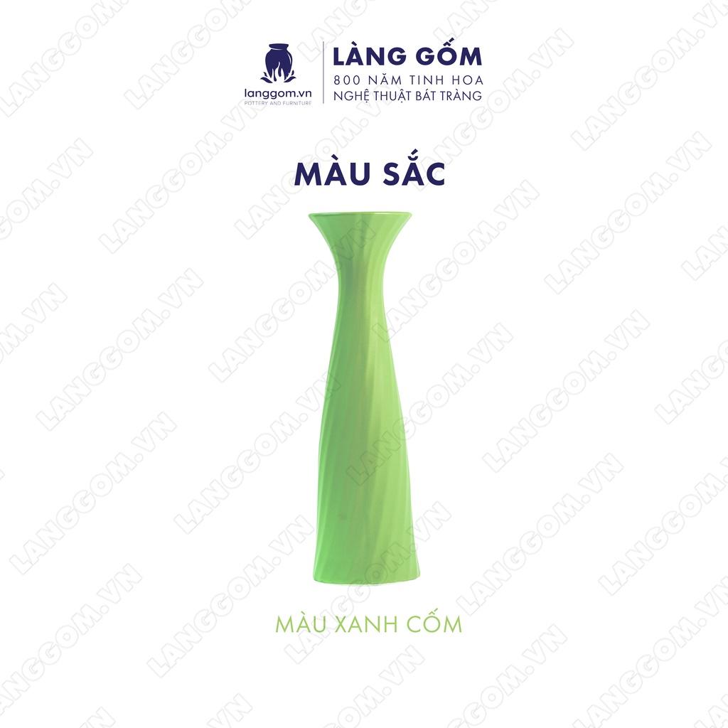 Bình hoa, lọ hoa Gốm sứ Bát Tràng cao cấp Men mát khăn vặn dùng làm quà tặng, trang trí - Làng Gốm Bát Tràng