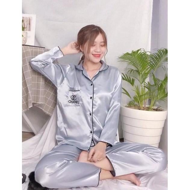 Pizama phi lụa tay dài quần dài