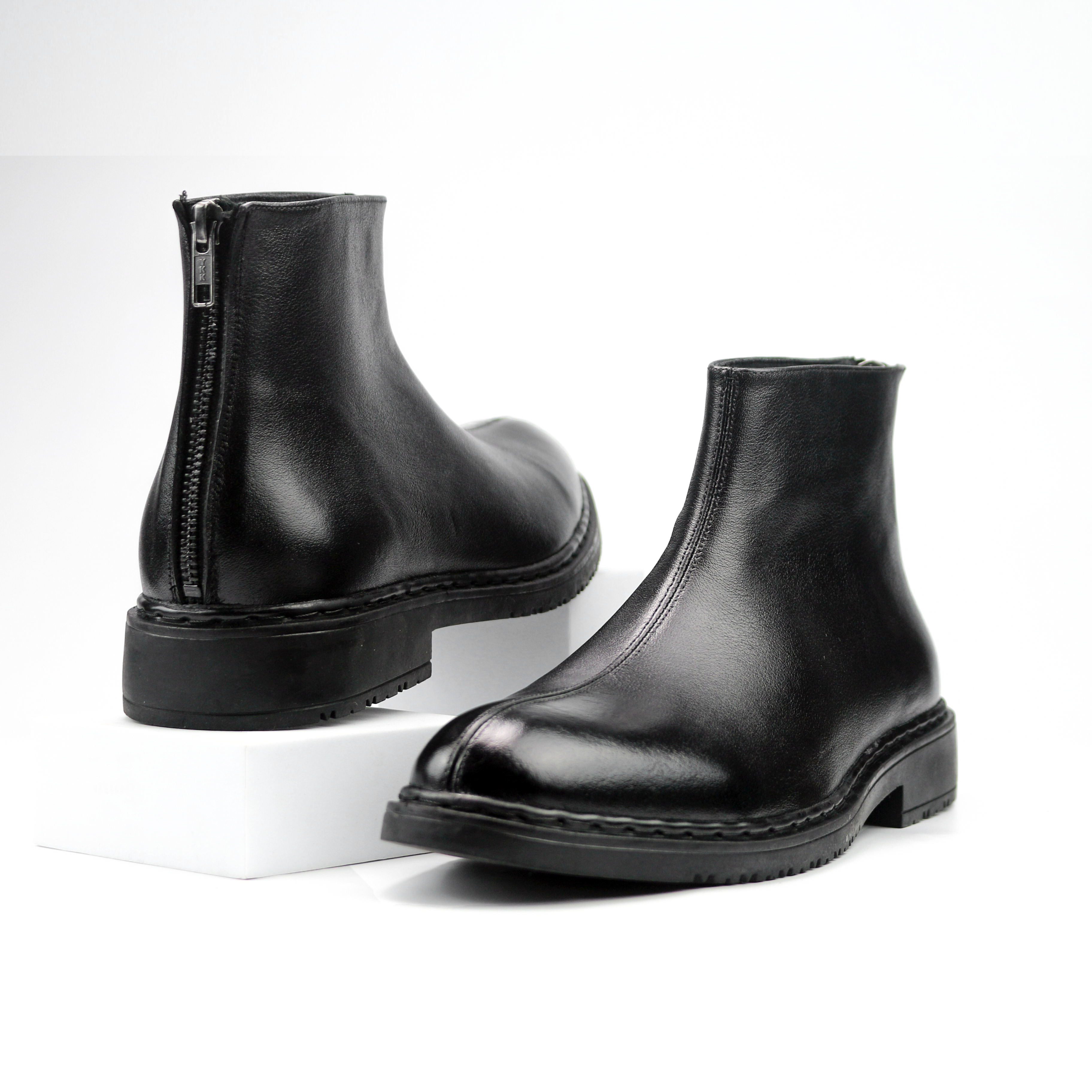 Giày Boots Chelsea zip Boot Black da bò