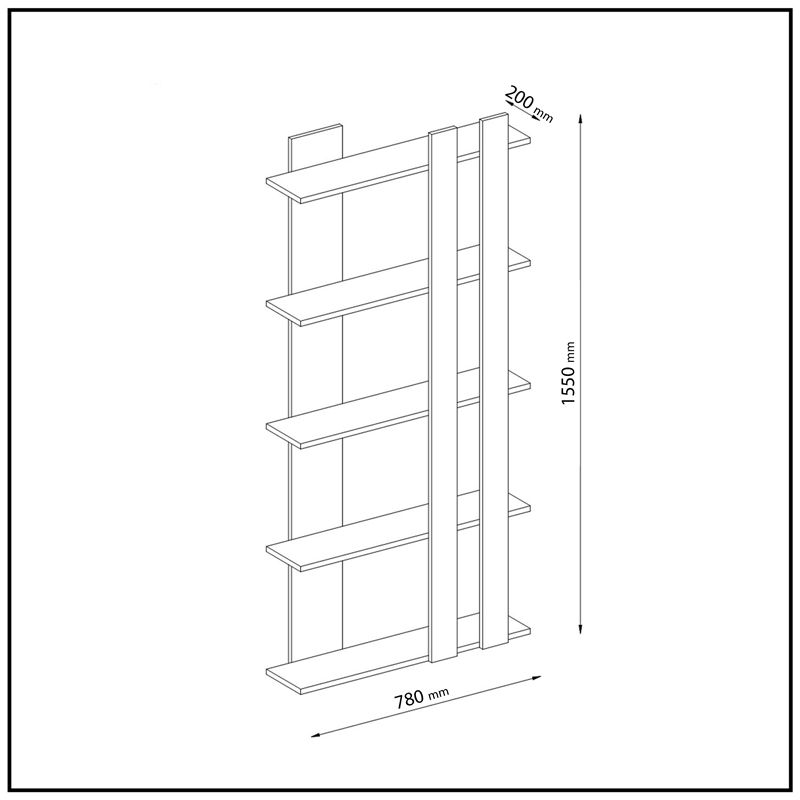 Giá Để Sách Hiện Đại 5 Tầng SIB Decor Màu Trắng Walnut Cốt Gỗ Công Nghiệp Chống Ẩm 155 x 78 x 20cm