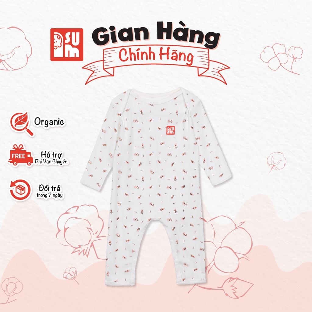 Quần áo sơ sinh bé trai bé gái IAMSU bộ quần áo sơ sinh body liền thân cổ chồm dài tay vải Cotton Organic nhập Hàn