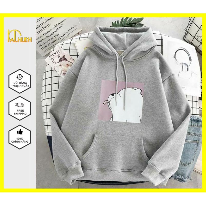 Áo hoodie nam nữ in hình gấu le lưỡi,vải nỉ mềm mịn nón 2 lớp