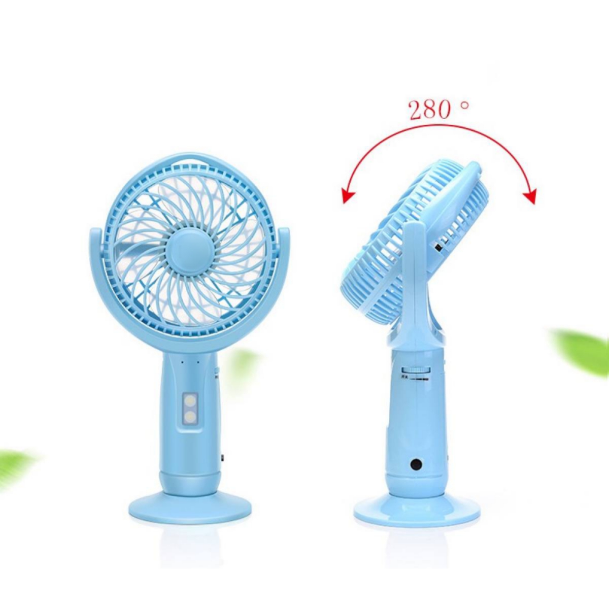 Quạt sạc mini cầm tay - để bàn  kèm đèn pin (giao màu ngẫu nhiên)