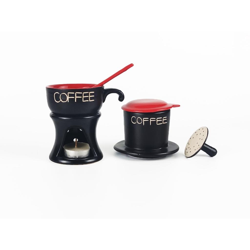 Bộ phin cafe sứ UNC VIỆT NAM - sử dụng chân đốt thấp giữ nhiệt, nhiều màu sắc, đủ món, pha phin coffee sứ sẽ ngon hơn