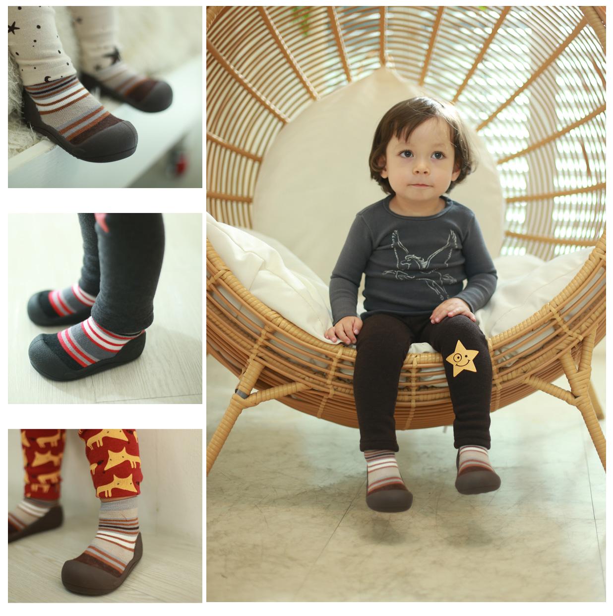 Attipas Modern - Brown/ AT031 - Giày tập đi cho bé trai /bé gái từ 3 - 24 tháng nhập Hàn Quốc: đế mềm, êm chân &amp; chống trượt