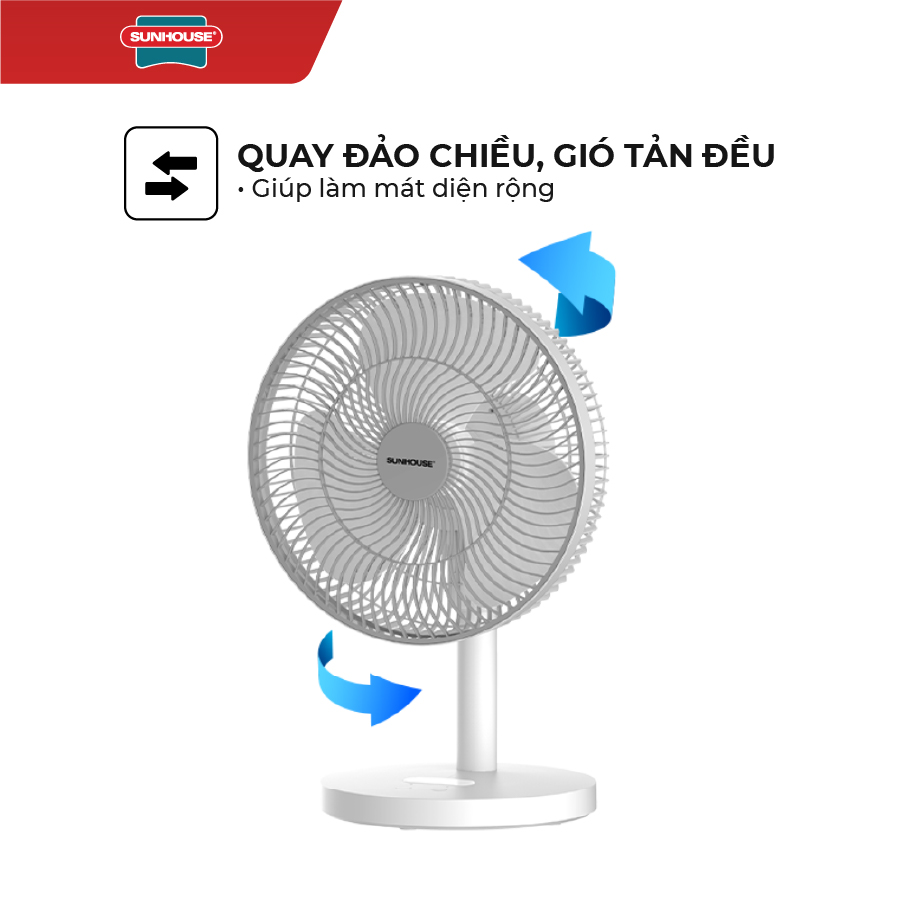 Quạt Sạc Tích Điện Sunhouse SHD7115 - Hàng Chính Hãng