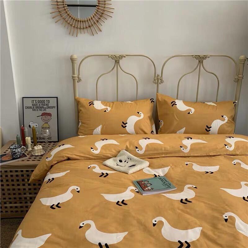 Bộ Chăn Ga Gối Cao Cấp Hàng Cotton Siêu Đẹp Mẫu VỊT VÀNG