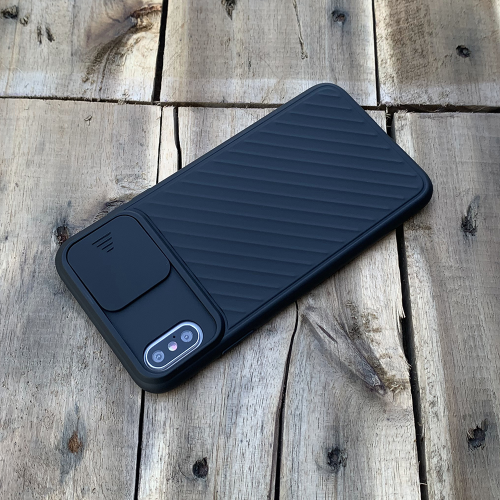 Ốp lưng kéo nắp camera cao cấp dành cho iPhone XS Max - Màu Đen