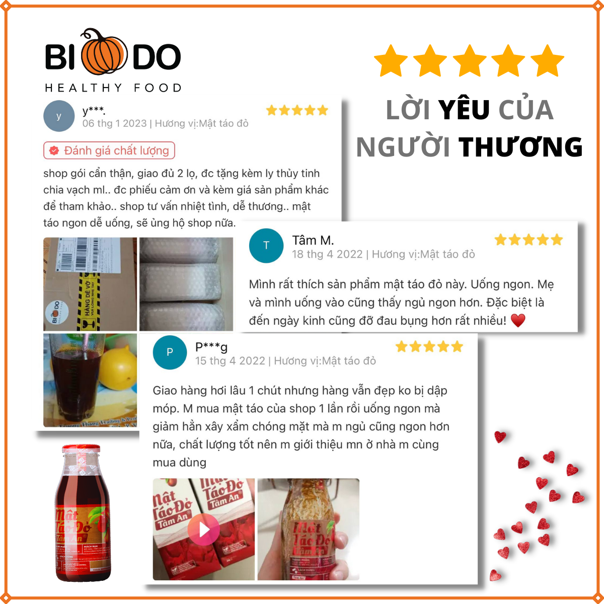 Mật Táo Đỏ Tâm An 250ml - BiDoFood - Táo Đỏ Kỷ Tử Bổ Máu Ngủ Ngon