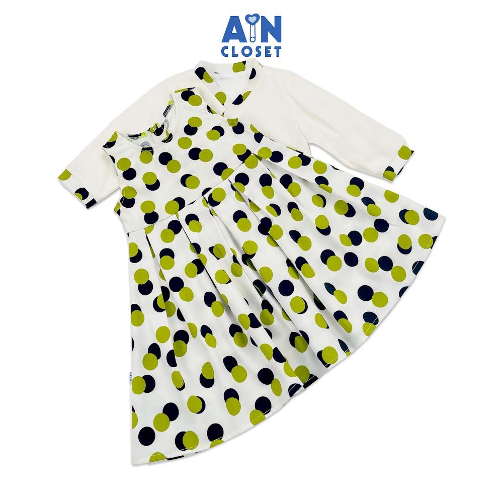 Đầm Hanbok cách tân bé gái họa tiết Bi Xanh lá cotton - AICDBGUFGDDS - AIN Closet