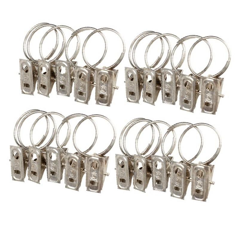 Set 5 / 10 Vòng Gắn Kẹp Bằng Thép Không Gỉ Tiện Dụng Treo Rèm