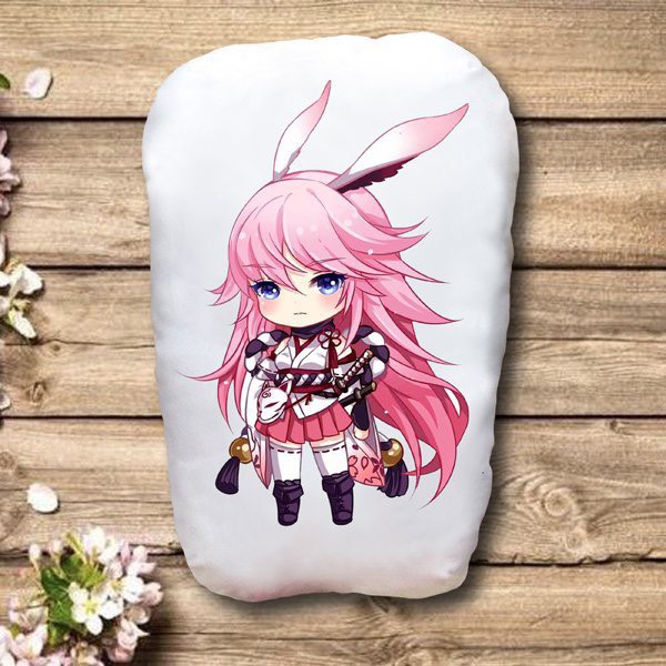 Gấu ôm honkai impact 2 mặt ảnh 22x50cm /gối ngủ hoinkai imopact