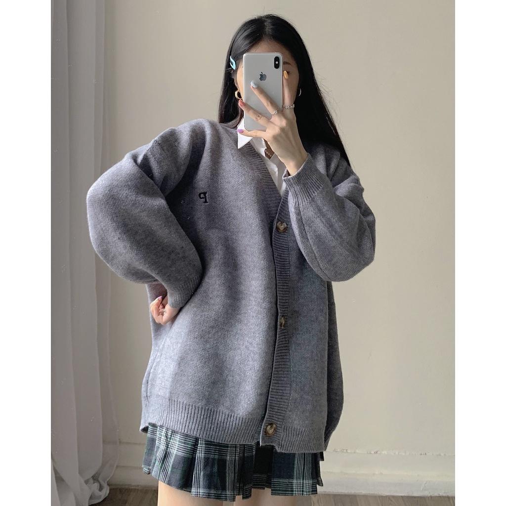 Áo khoác Cardigan len chữ P form rộng ulzzang - Made by Fiin