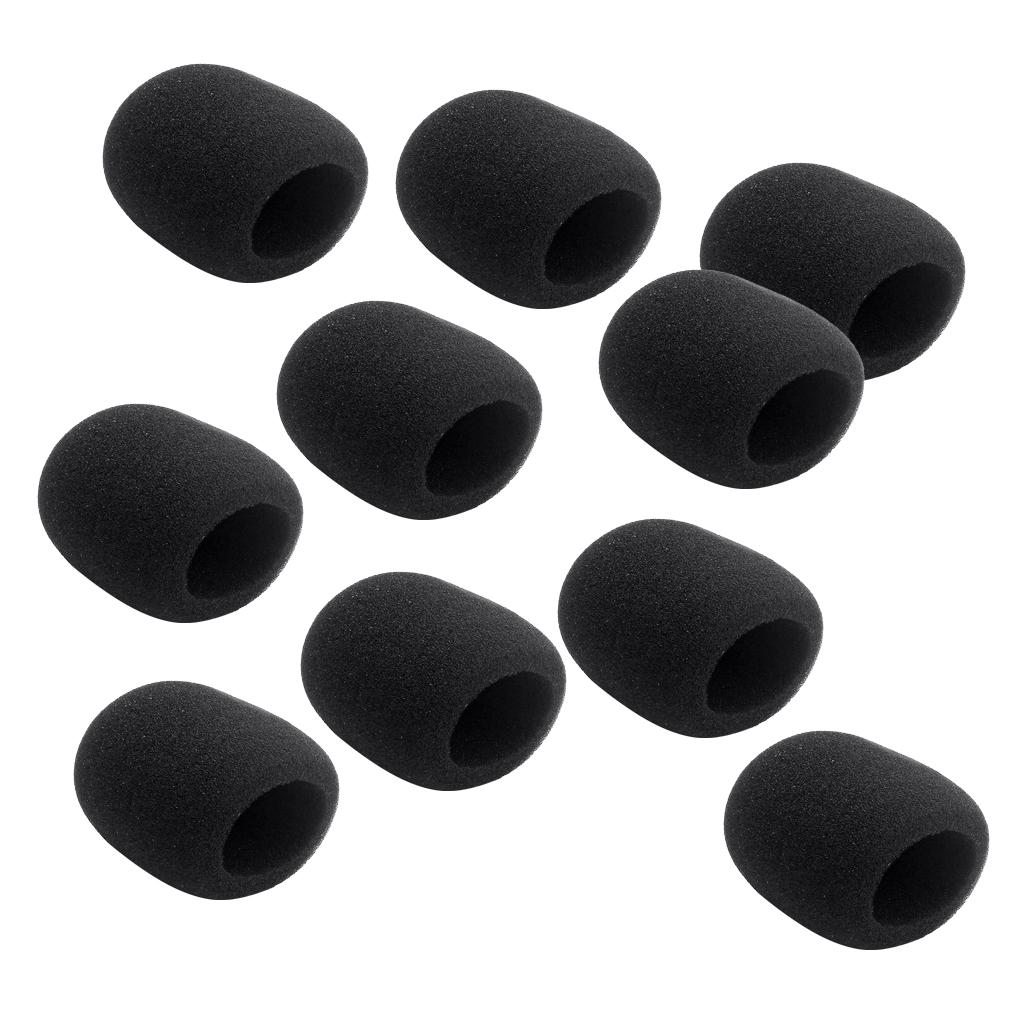 10 Pieces Thicken Microphone Foam Mic Cover Windscreen Handheld Stage Black