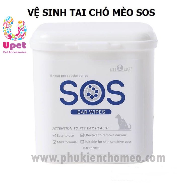 Khăn/ Giấy ướt vệ sinh tai chó mèo SOS giúp vệ sinh tai, ngăn ngừa viêm tai, tiện lợi dễ sử dụng và an toàn cho thú cưng