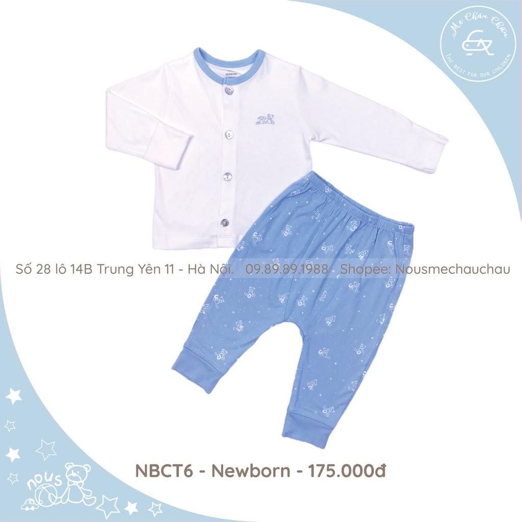 Bộ Quần Áo Sơ Sinh Nous Cài Thẳng Nous+Cài Lệch Nous+Body có Tất Nous Chất Petit Size Sơ Sinh ( Size Newborn NB)