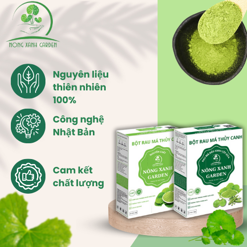 Nông Xanh Garden Combo 2 Hộp Bột Rau Má Thủy Canh Nguyên Chất+Đậu Xanh Cốt Dừa Hộp 15 gói hòa tan uống liền,thanh nhiệt, làm đẹp da