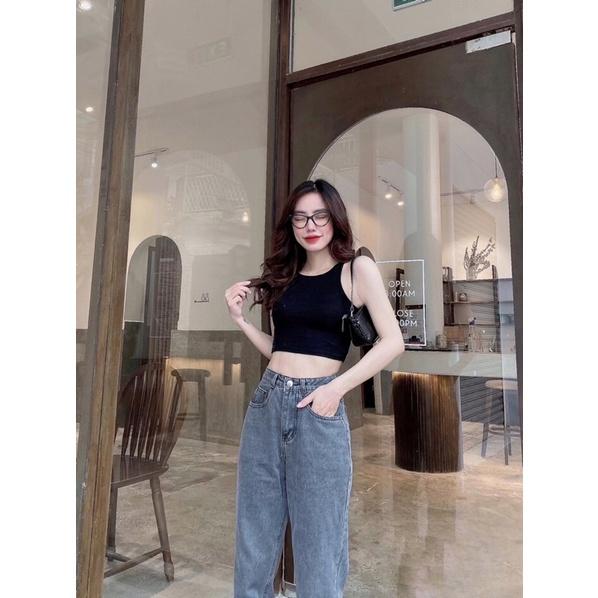 Quần jean baggy nữ lưng cao tôn dáng- quần bò nữ hàn quốc