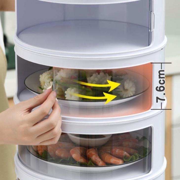 Lồng Bàn Nhiều Tầng, Giữ Nhiệt Đậy Thức Ăn Thông Minh 4 Tầng Dựng Thức Ăn Và 1 Tầng Dựng Rau Củ- Smarthome GG