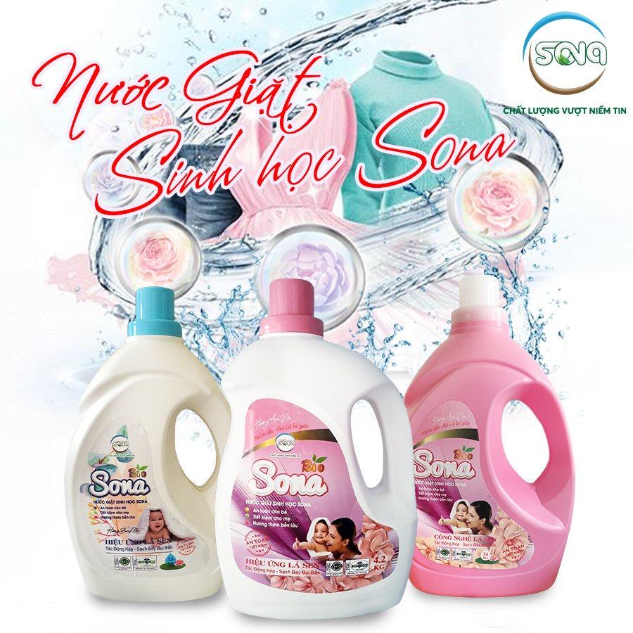 Nước giặt sinh học SONA 4.2L giặt xả quần áo 2 trong 1 hương hoa tự nhiên