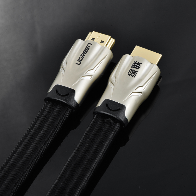 Dây HDMI 1.4 19+1 thuần đồng dây dẹt đầu hợp kim bọc lưới Dài 1m HD102 10250 - Hàng chính hãng