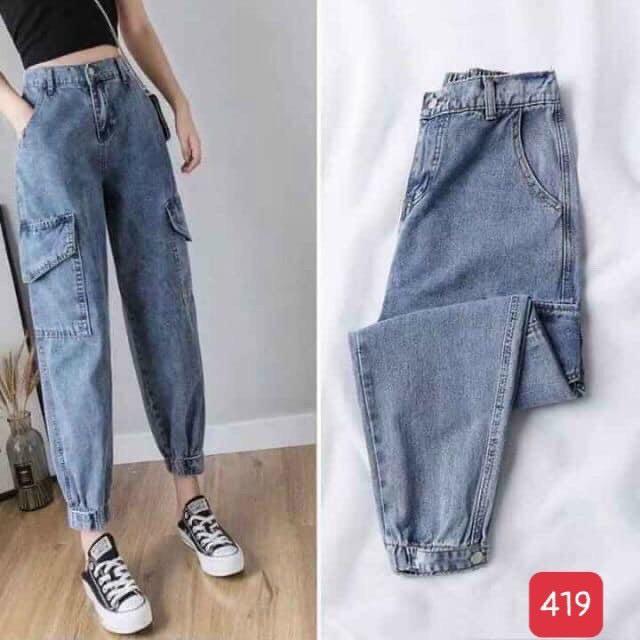 Quần baggy jean nữ túi hộp cao cấp vải denim co dãn nhẹ wash màu chuẩn Phuongnamshop20 kvZ10