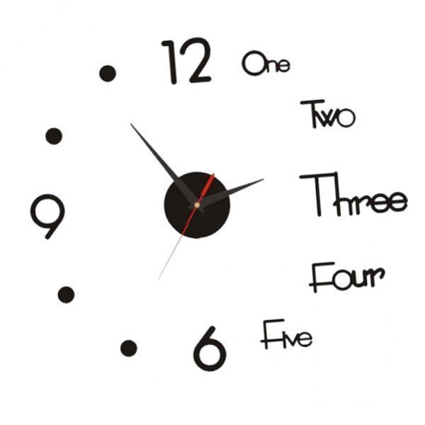 2X DIY Large Wall Clock Modern 3D Wall Sticker Clock Silent Living Room Decor S