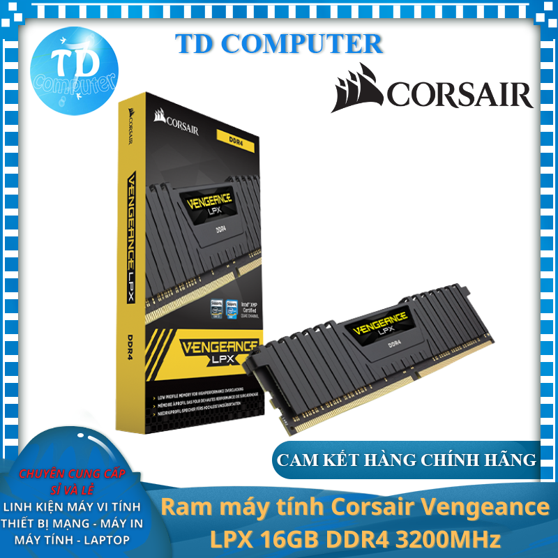 Ram máy tính Corsair Vengeance LPX 16GB DDR4 3200MHz - Hàng chính hãng Vĩnh Xuân phân phối