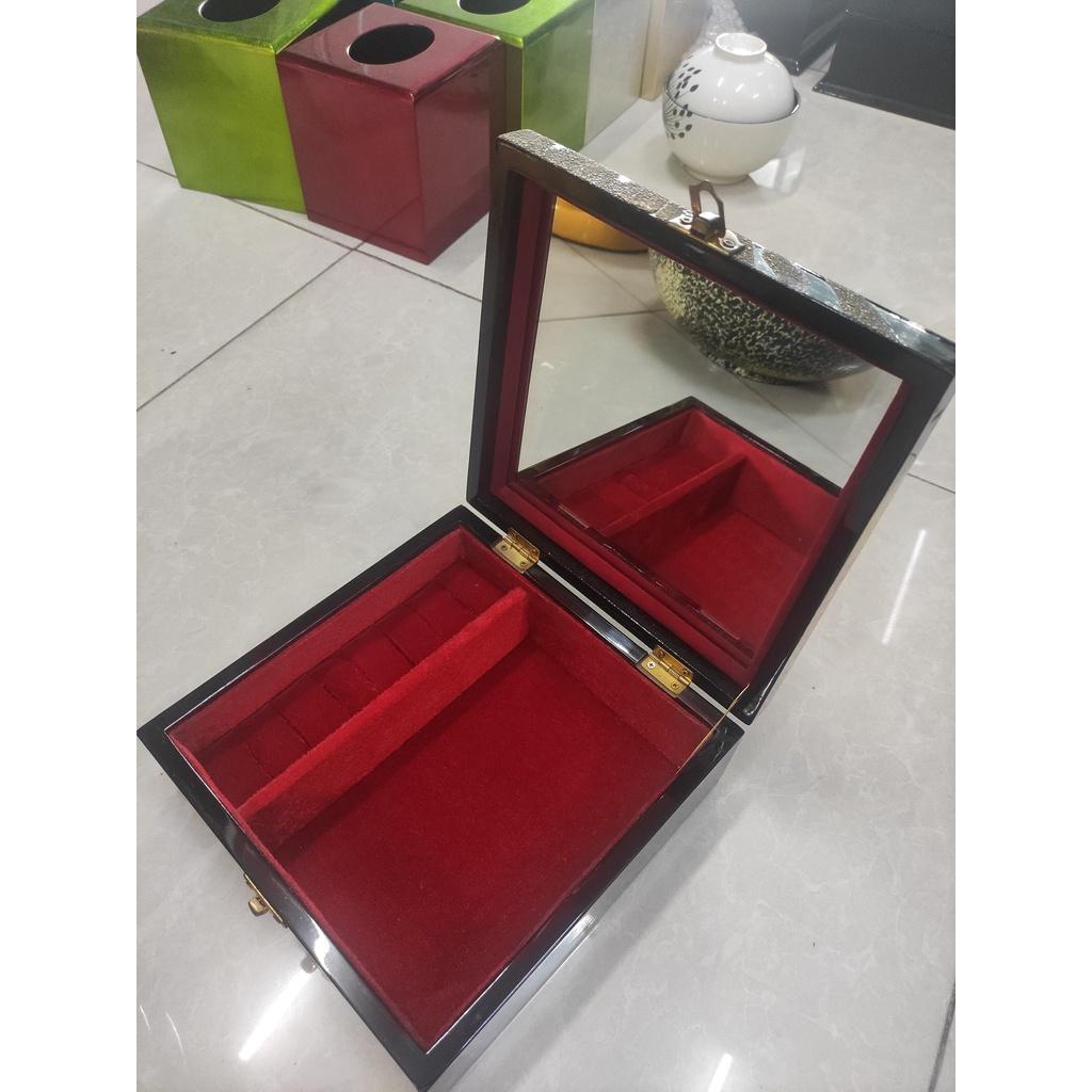 Hộp Trang Sức sơn mài cao cấp vuông 16x16 đựng đồ trang sức, vật dụng nhỏ xinh phòng ngủ, trang trí, quà tặng ý nghĩa