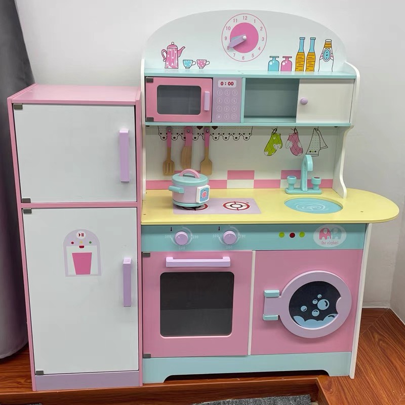 Đồ chơi bếp kèm tủ lạnh 101cm màu hồng