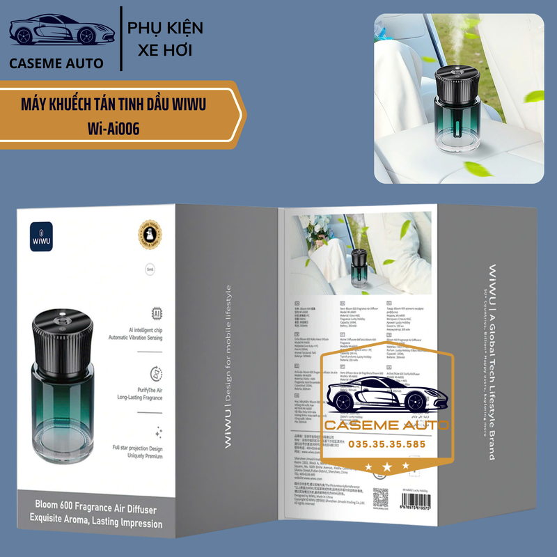 Máy Khuếch Tán Tinh Dầu Ô Tô Wi WU Bloom 600 – Đèn Galaxy Sang Trọng, Dung Tích 160ml, Khử Mùi &amp; Tạo Hương Thơm Cao Cấp - Hàng Chính Hãng