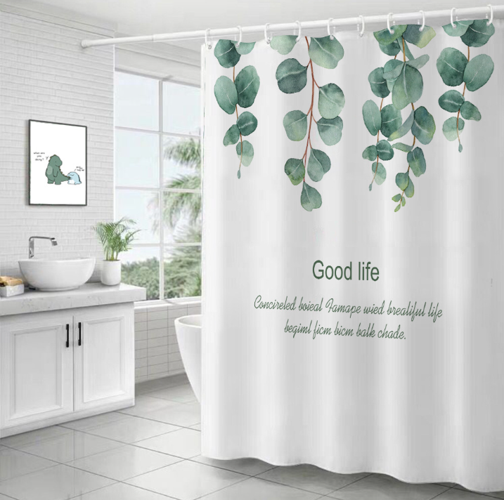 Rèm phòng tắm / Rèm cửa sổ - Hoa hồng kết hợp với bụi lá xanh ( 180 x 180cm )