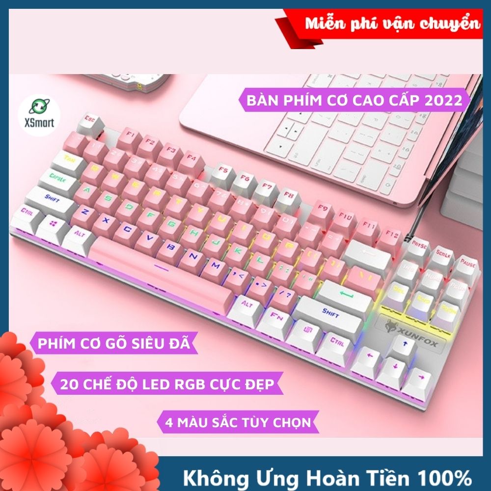 Bàn Phím Cơ Gaming K80 LED RGB 20 Chế Độ Nháy Cực Đẹp, Phím CƠ Gõ Siêu Đã, Thiết Kế Nhỏ Gọn Dùng Cho Máy Tính, Laptop - Hàng Chính Hãng