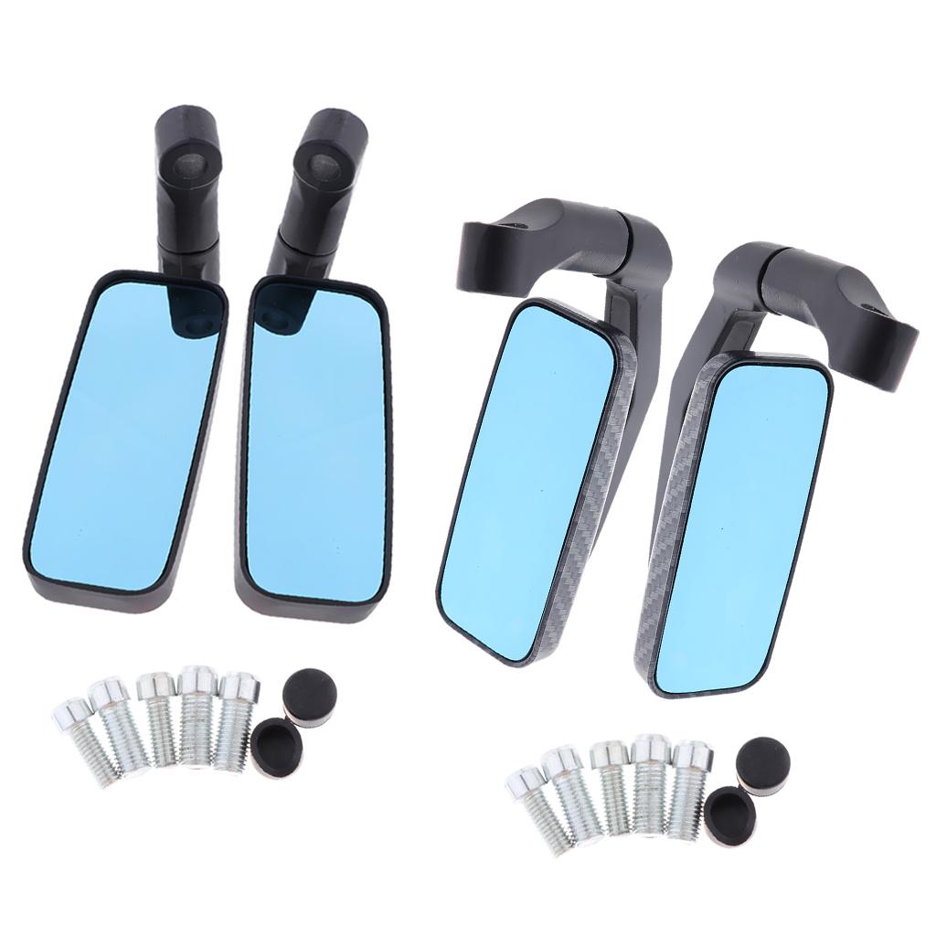 2 Colors Blue Glass Side Mirrors Rear view Mirrors for Motorcycle with 8mm 10mm Thread Bolts, Left & Right