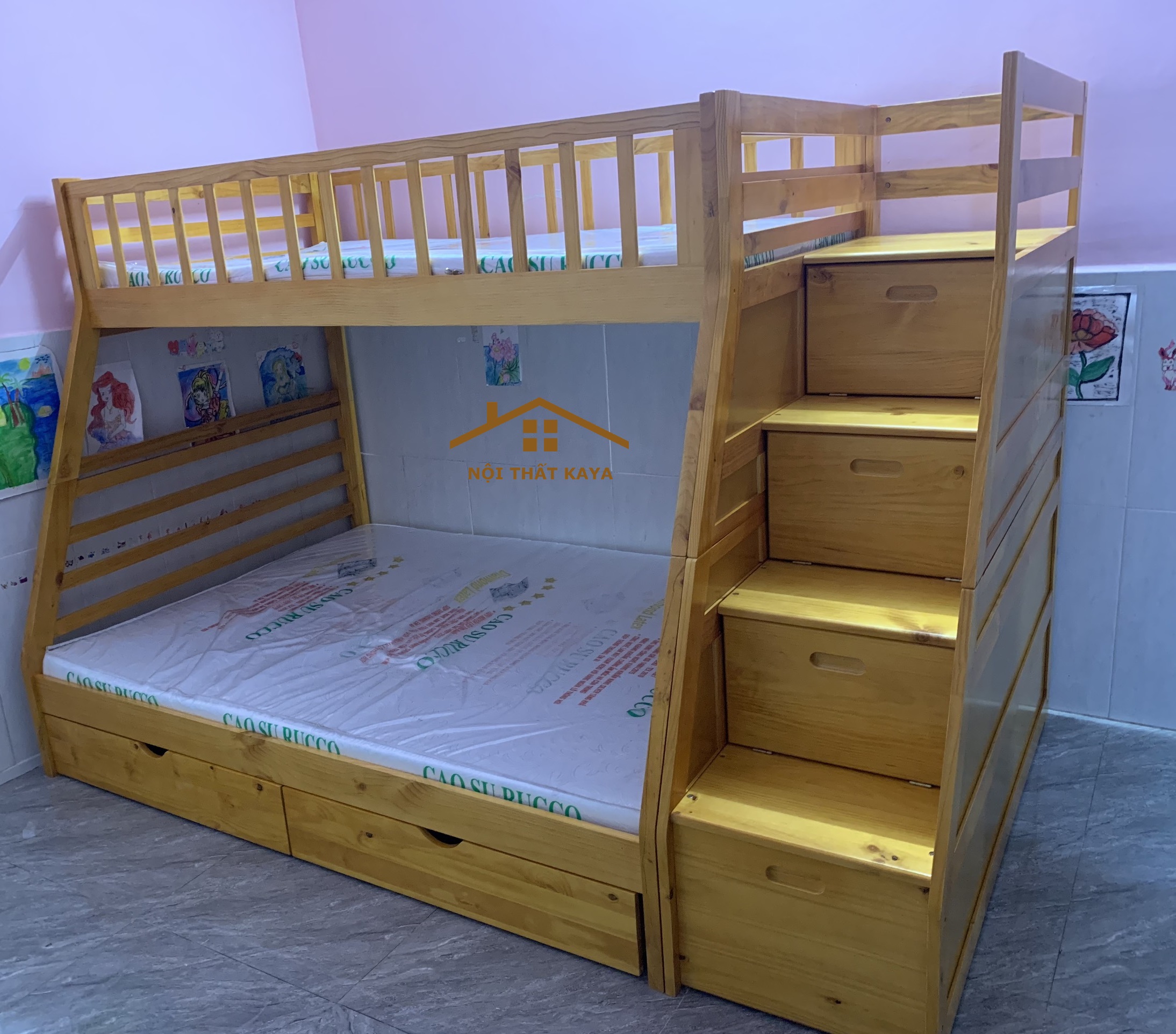 Giường 2 Tầng Xuất Khẩu GT292 (1m-1m4) – Tự Nhiên