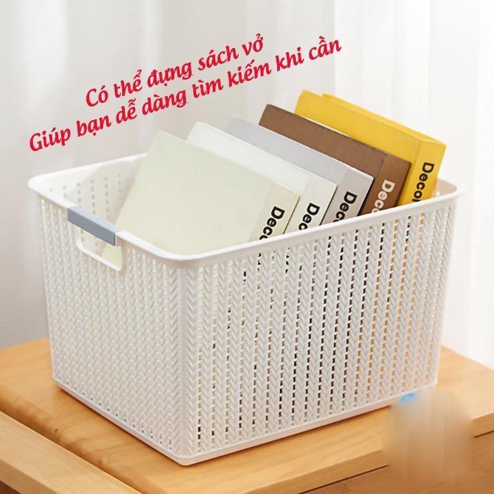 Rổ đan mây đựng đồ đa năng 3 size nhựa Việt Nhật, Giỏ đan đựng quần áo, dụng cụ nhà bếp thiết kế hiện đại (3415) TNX