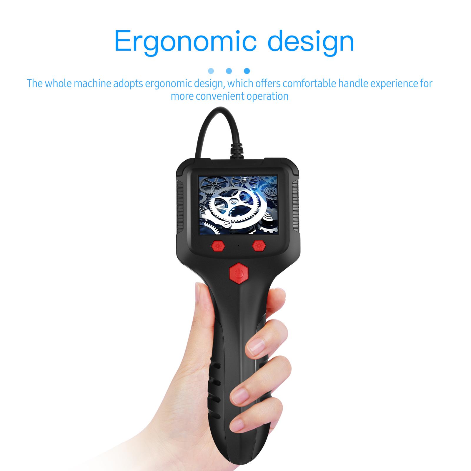 P100 Industrial Endoscope 8mm 1080P Digital Borescope IP67 Waterproof Snake Scope Camera Handheld Inspection Camera with 2.4'' IPS Screen 6 LED-Lights
