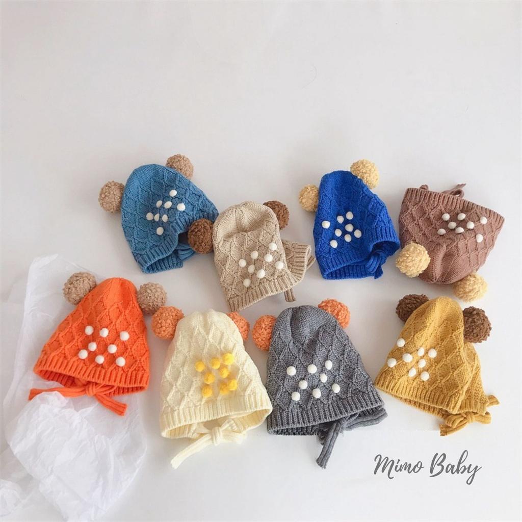 Mũ nón len tai bông chấm nhỏ đáng yêu cho bé 1-5y Mimo Baby ML43