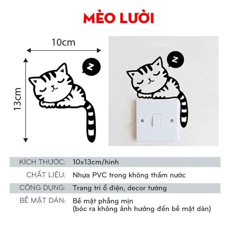 Trang trí ổ điện miếng dán tường công tắc hình dễ thương con vật cute dog cat 1204