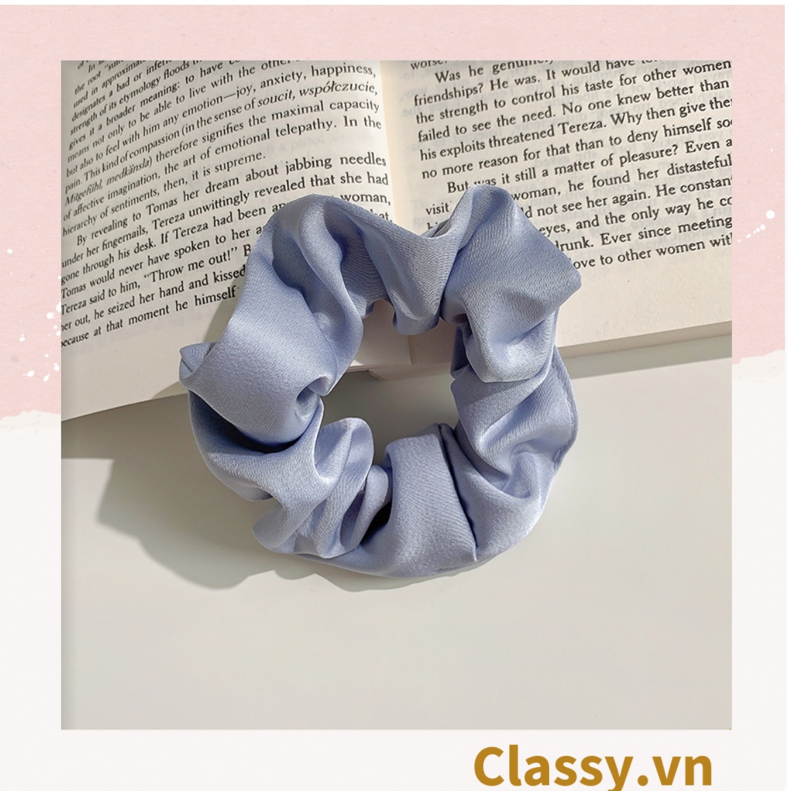 DÂY CỘT TÓC VẢI SCRUNCHIES SATIN MỜ HOT TREND, chất liệu satin mờ PK213
